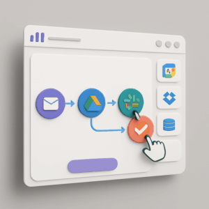 A visual representation of Make.com’s user-friendly dashboard showing connected apps and services. This image illustrates the drag-and-drop interface used for creating seamless workflows, highlighting the platform's ease of use for both beginners and advanced users.