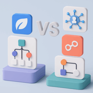 A visual comparison of Flowise and n8n workflow tools in 2025, highlighting their unique features, use cases, and AI integration capabilities.