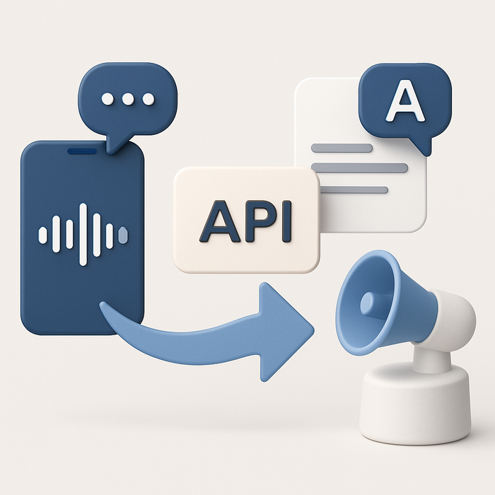 Illustration representing the integration and functionality of Vapi.ai's API in voice technology, showcasing elements like speech-to-text, language inference, and text-to-speech synthesis.