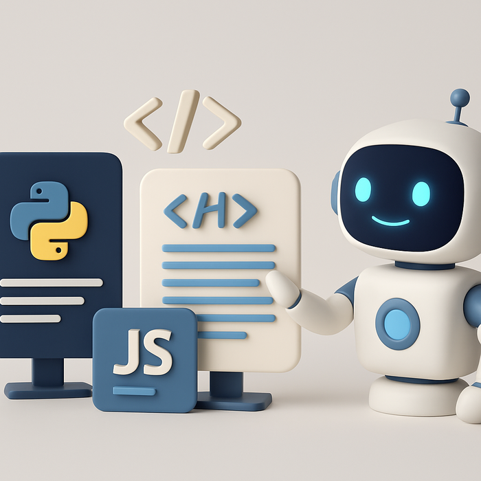 Illustration depicting futuristic AI coding assistants analyzed in a comparison of top tools for developers in 2025, showcasing diverse programming languages and integration capabilities.